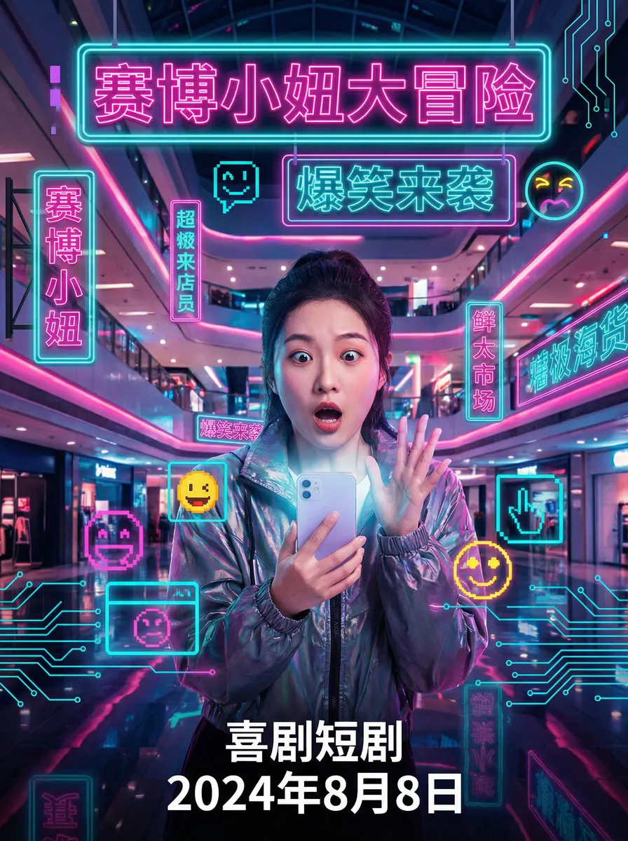 三里屯优衣库视频网盘 搞笑喜剧短剧 - 赛博小妞大冒险海报